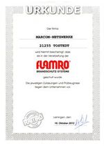 Zertifikat für Brandschutz-Systeme von Flamro